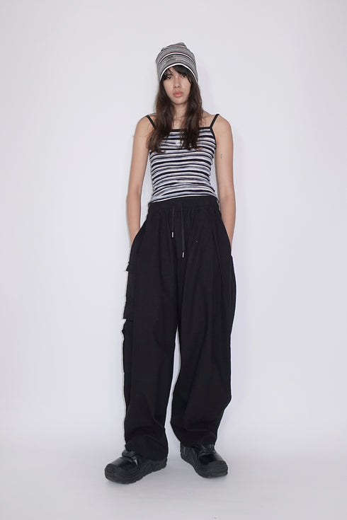 【RESTOCK】LINEN WIDE CARGO PANTS -BLACK- *Last1